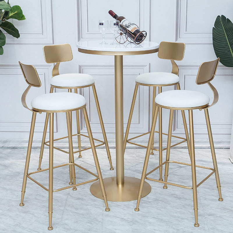 Glam Armless Backrest Counter Stool Iron Cafe Bar Stool with  Leather Cushion and Pedal