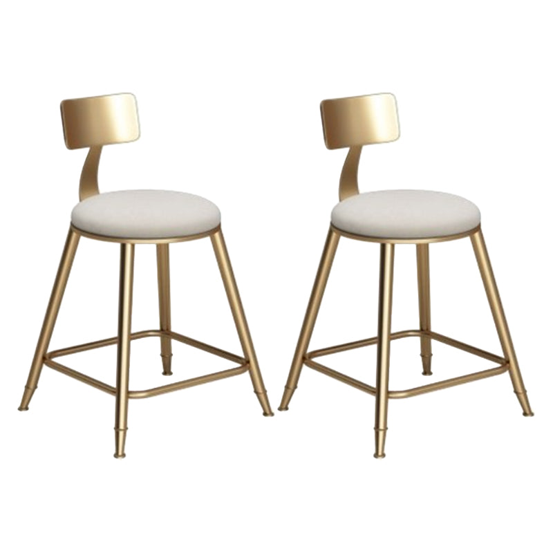 Glam Armless Backrest Counter Stool Iron Cafe Bar Stool with  Leather Cushion and Pedal