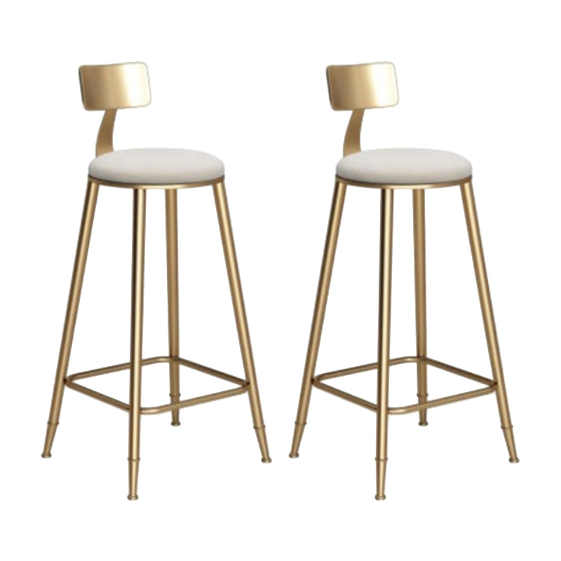 Glam Armless Backrest Counter Stool Iron Cafe Bar Stool with  Leather Cushion and Pedal