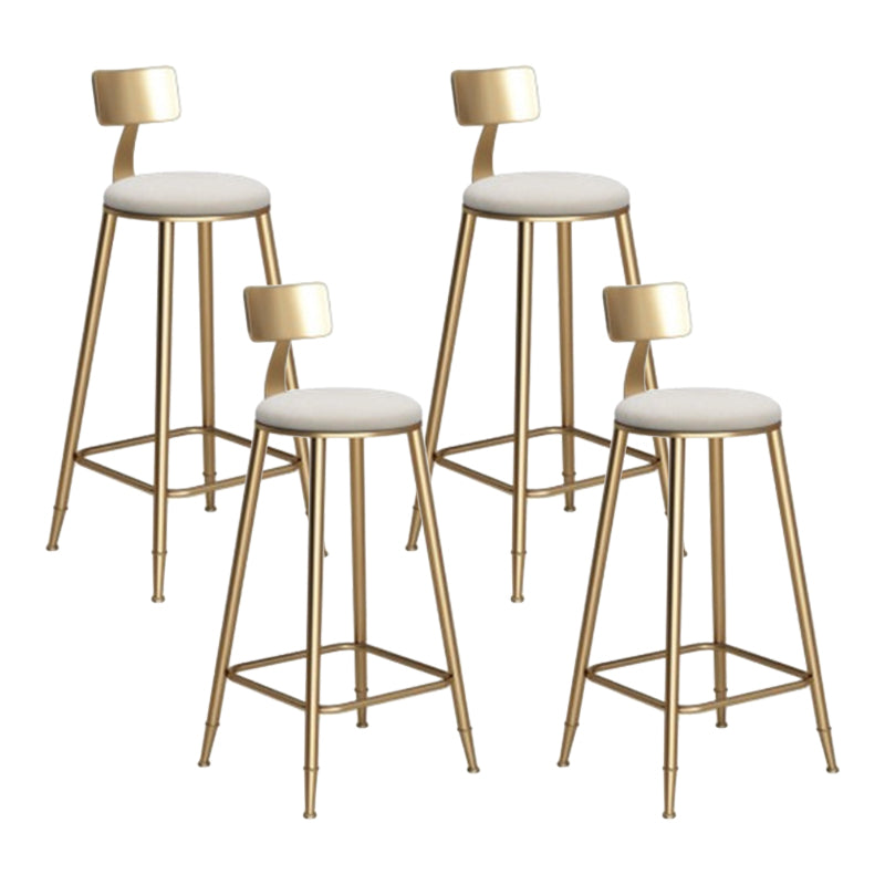 Glam Armless Backrest Counter Stool Iron Cafe Bar Stool with  Leather Cushion and Pedal