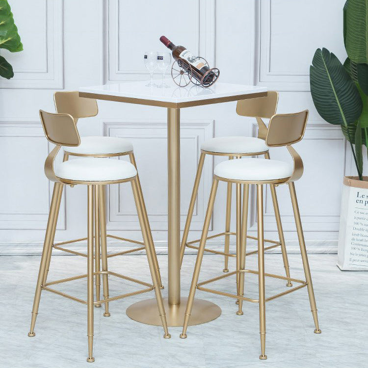 Glam Armless Backrest Counter Stool Iron Cafe Bar Stool with  Leather Cushion and Pedal