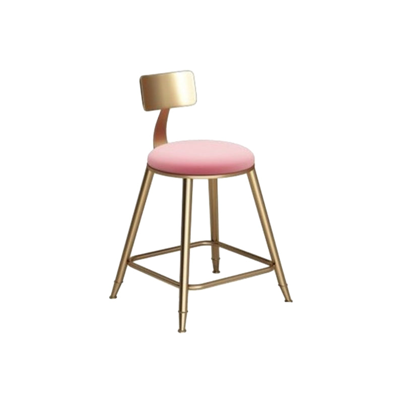 Glam Armless Backrest Counter Stool Iron Cafe Bar Stool with  Leather Cushion and Pedal