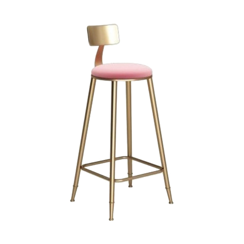 Glam Armless Backrest Counter Stool Iron Cafe Bar Stool with  Leather Cushion and Pedal