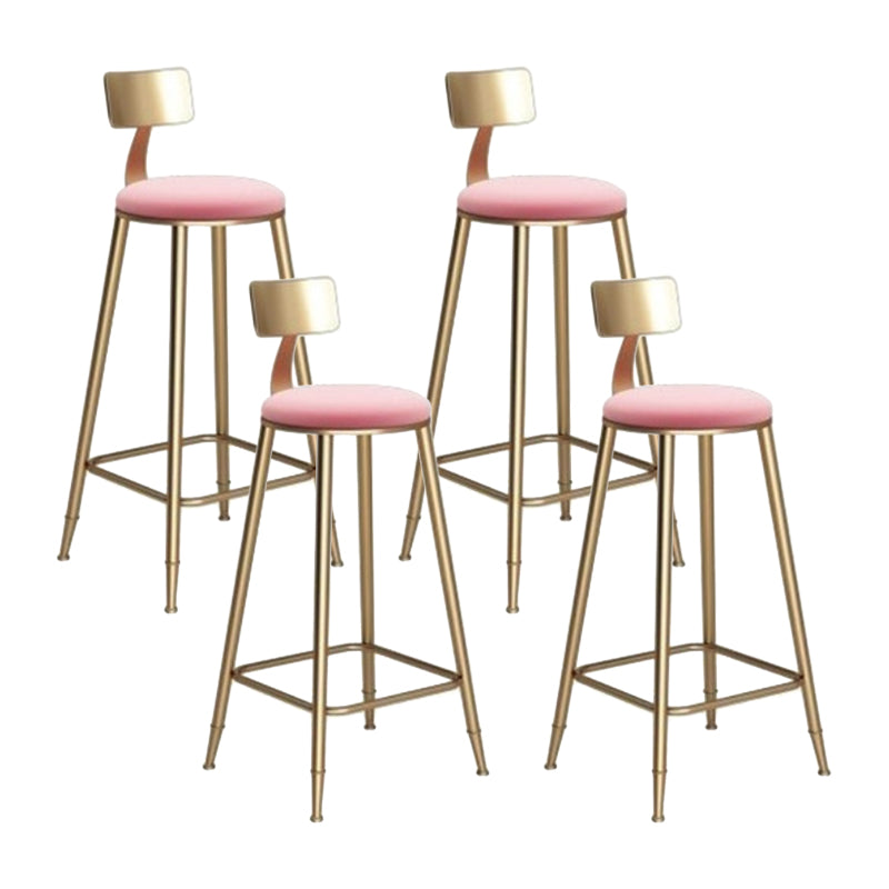 Glam Armless Backrest Counter Stool Iron Cafe Bar Stool with  Leather Cushion and Pedal