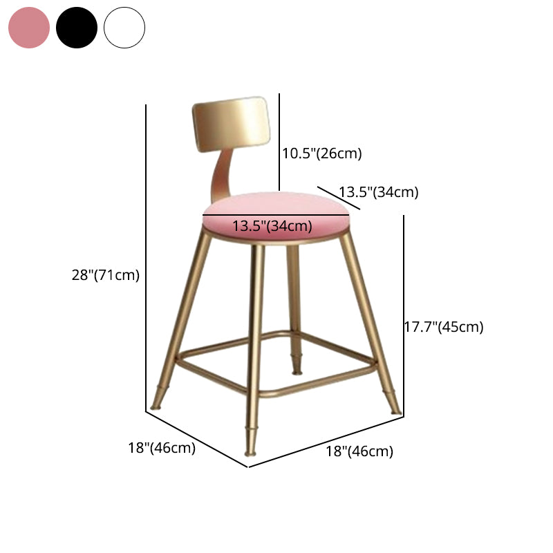 Glam Armless Backrest Counter Stool Iron Cafe Bar Stool with  Leather Cushion and Pedal