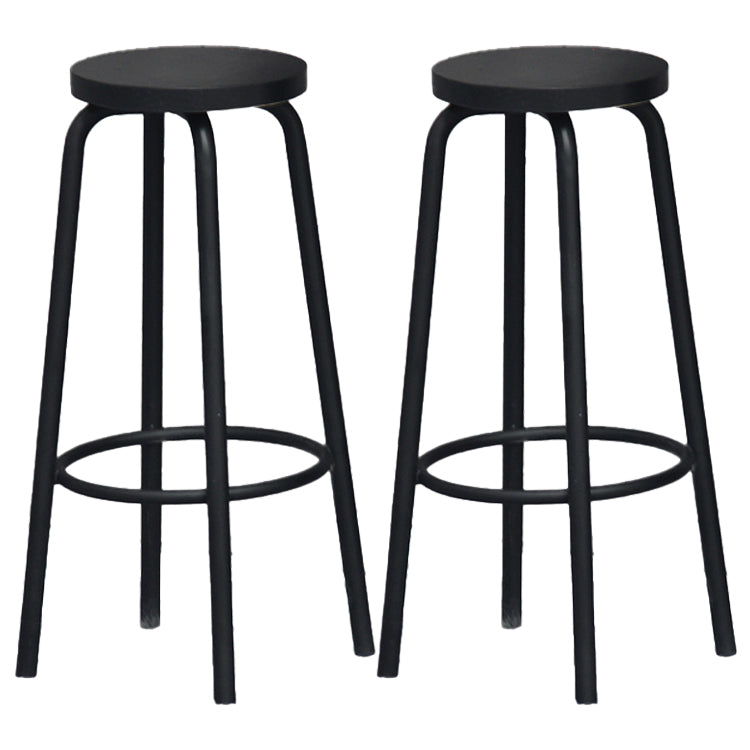 Industrial Armless Backless Counter Stool Iron Cafe Bar Stool with Seat and Pedal