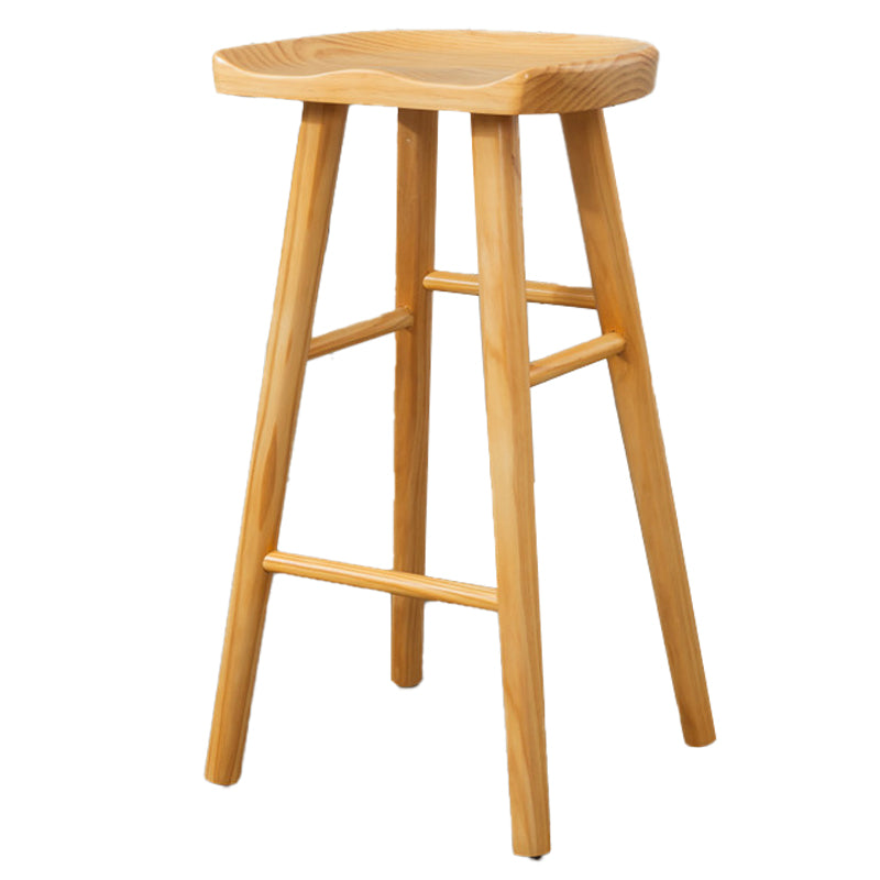 Modern Armless Backless Counter StoolWood Cafe Bar Stool with Wooden Seat and Pedal