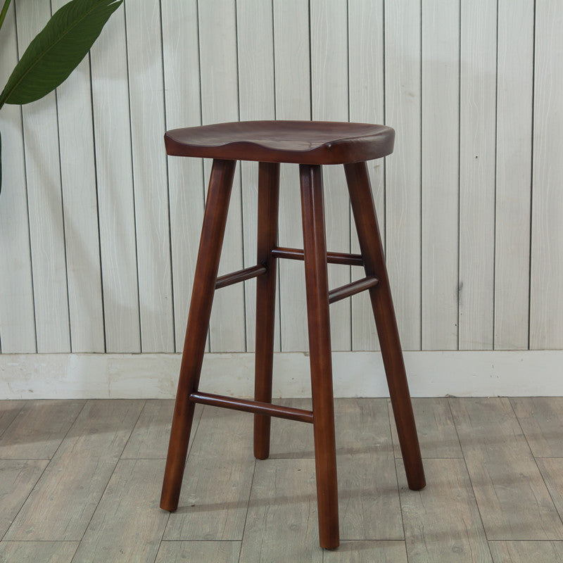 Modern Armless Backless Counter StoolWood Cafe Bar Stool with Wooden Seat and Pedal