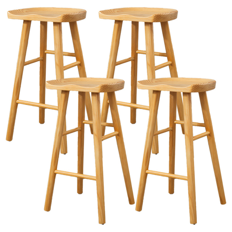 Modern Armless Backless Counter StoolWood Cafe Bar Stool with Wooden Seat and Pedal