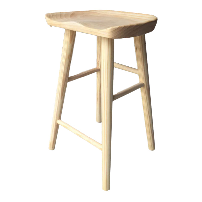 Modern Armless Backless Counter StoolWood Cafe Bar Stool with Wooden Seat and Pedal