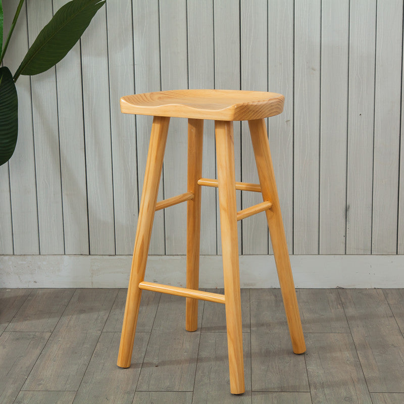 Modern Armless Backless Counter StoolWood Cafe Bar Stool with Wooden Seat and Pedal