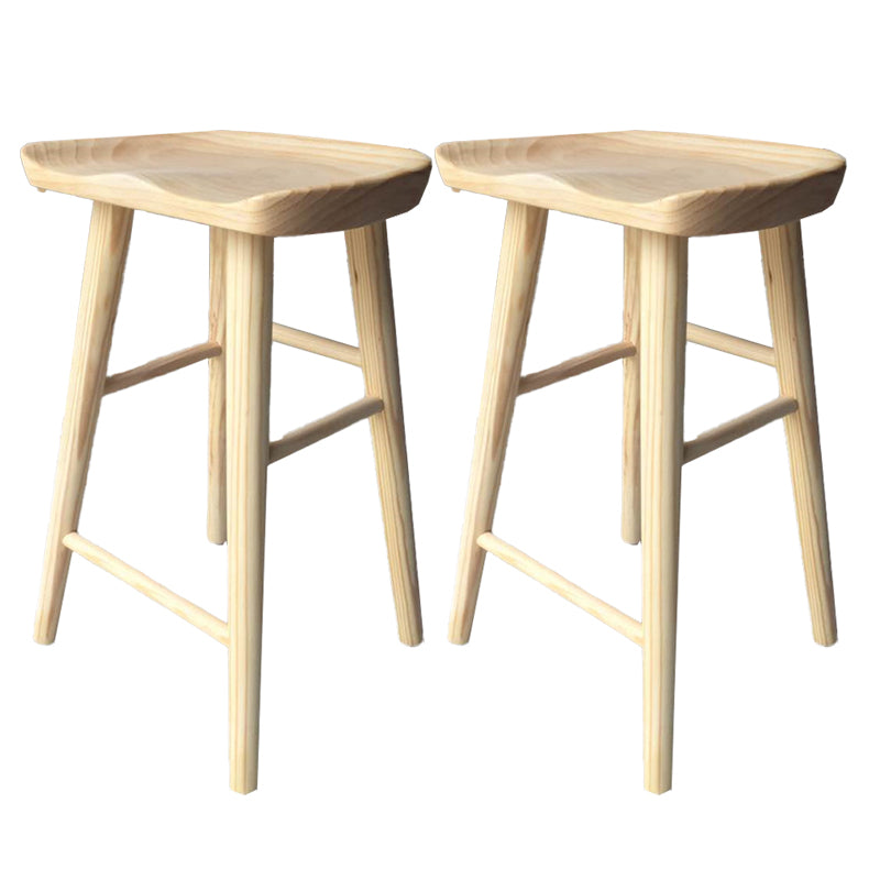 Modern Armless Backless Counter StoolWood Cafe Bar Stool with Wooden Seat and Pedal