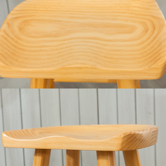 Modern Armless Backless Counter StoolWood Cafe Bar Stool with Wooden Seat and Pedal