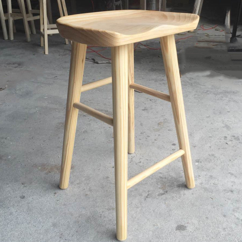 Modern Armless Backless Counter StoolWood Cafe Bar Stool with Wooden Seat and Pedal