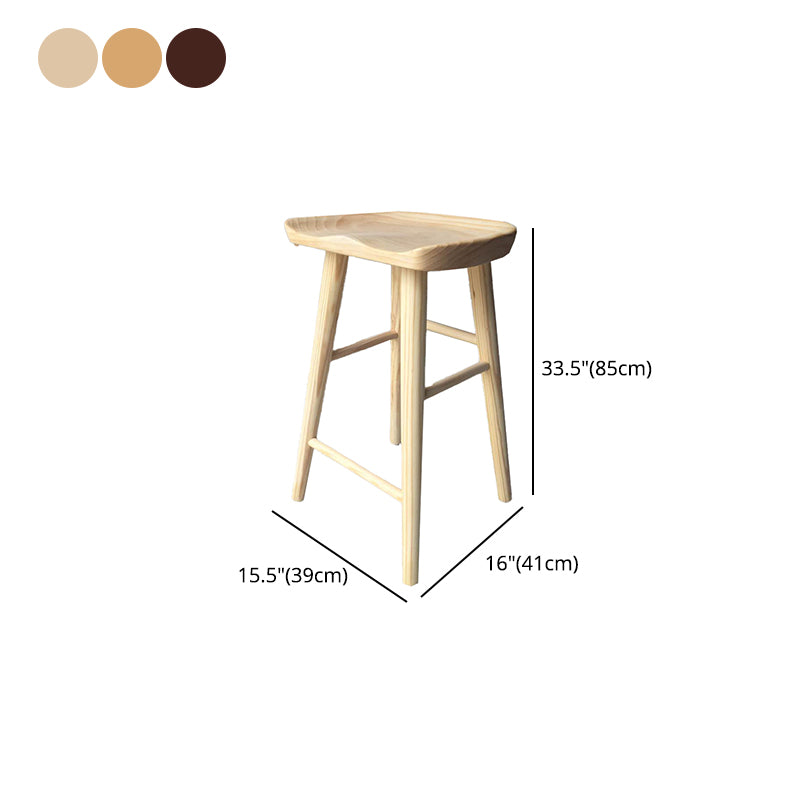 Modern Armless Backless Counter StoolWood Cafe Bar Stool with Wooden Seat and Pedal