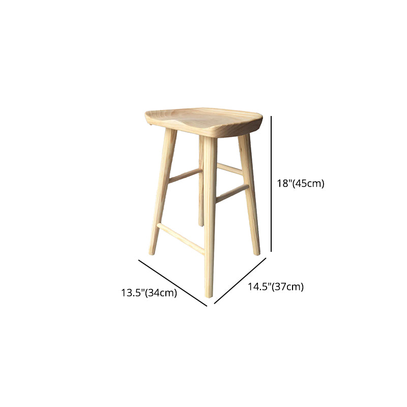 Modern Armless Backless Counter StoolWood Cafe Bar Stool with Wooden Seat and Pedal