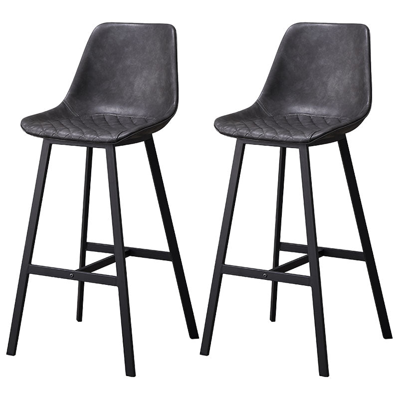 Scandinavian Restaurant Footrest Stool Matte Finish Leather Barstool