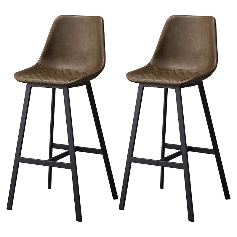 Scandinavian Restaurant Footrest Stool Matte Finish Leather Barstool