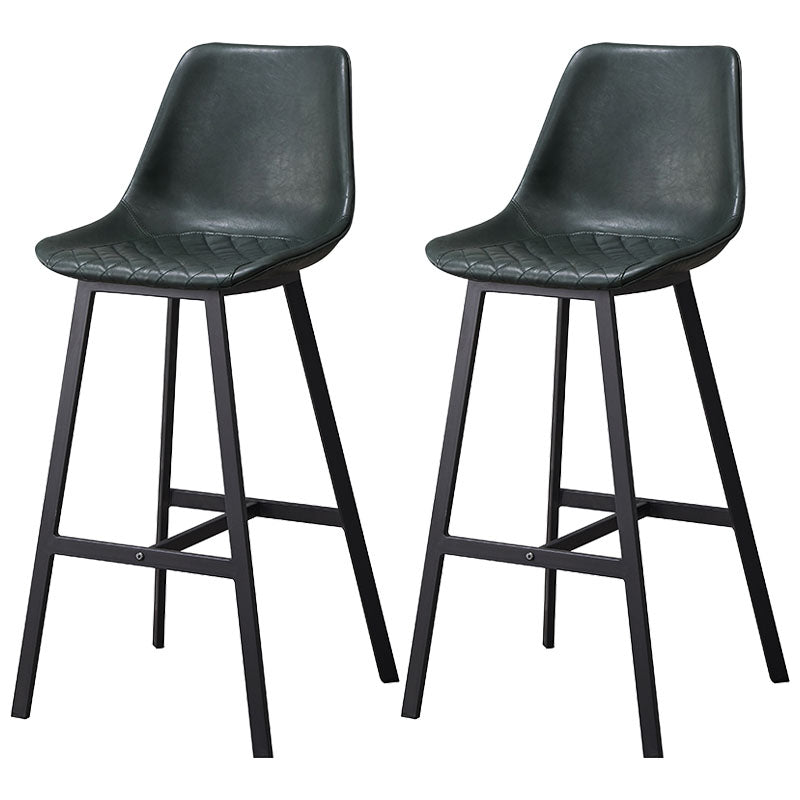 Scandinavian Restaurant Footrest Stool Matte Finish Leather Barstool