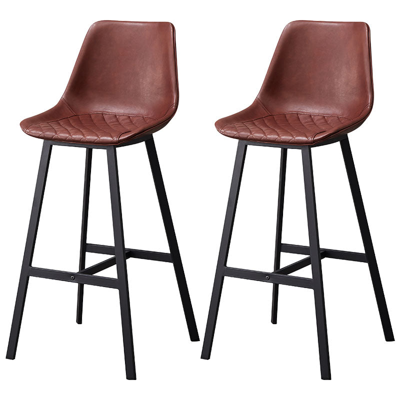 Scandinavian Restaurant Footrest Stool Matte Finish Leather Barstool