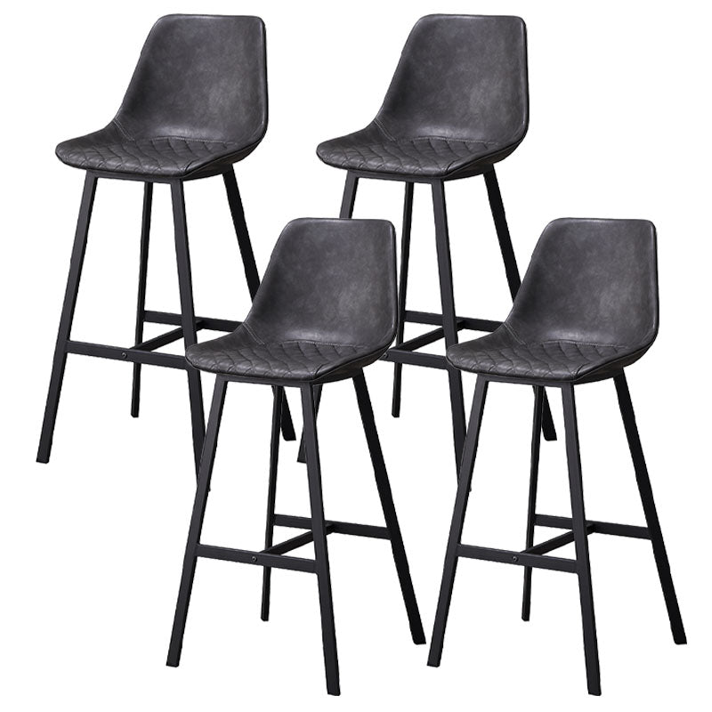 Scandinavian Restaurant Footrest Stool Matte Finish Leather Barstool