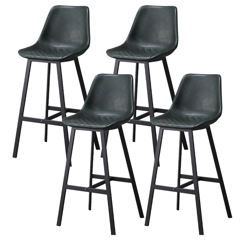 Scandinavian Restaurant Footrest Stool Matte Finish Leather Barstool