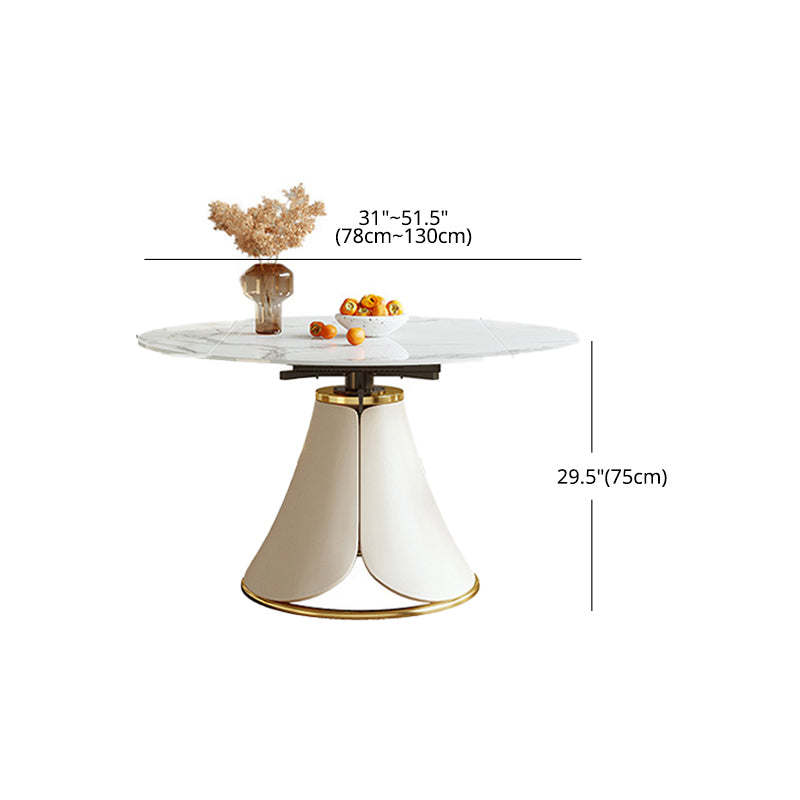 Glam 1/4/5/6/7 Pieces Dining Set Round Stone Dining Table for Dining Room
