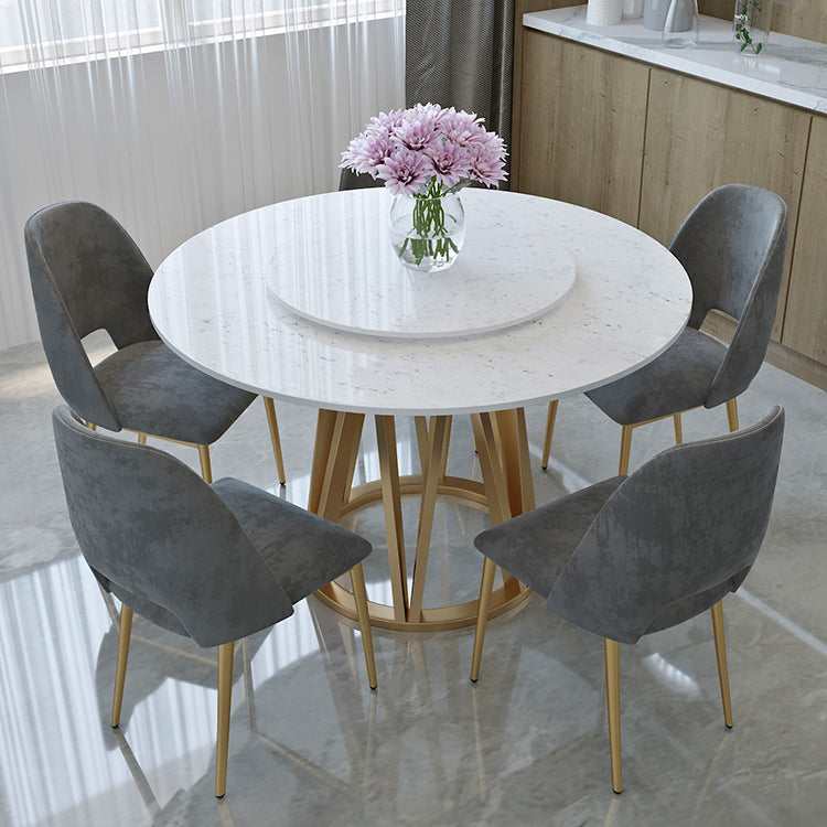 Glam 1/2/6/7 Pieces Dining Set Round Stone Dining Table for Dining Room