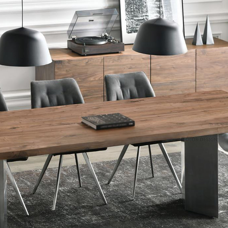 Rectangle Double Pedestal Luxury Dining Table Fixed Table with Solid Wood