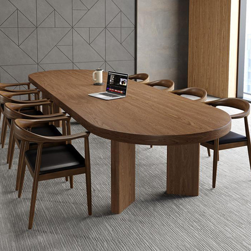 Mesa de comedor con tapa de madera de pino Mesa de comedor ovalada moderna con 4 patas