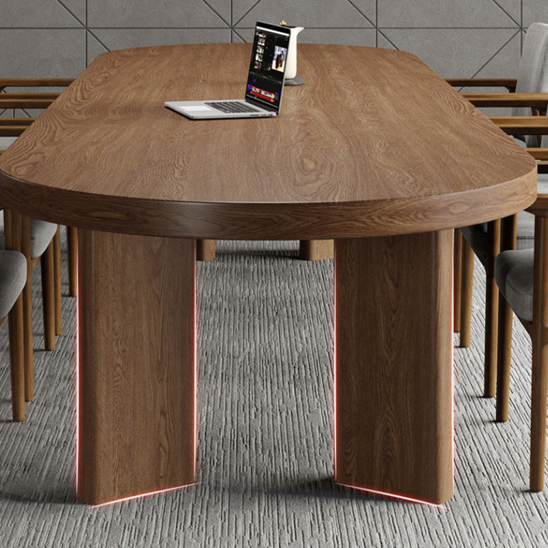 Mesa de comedor con tapa de madera de pino Mesa de comedor ovalada moderna con 4 patas