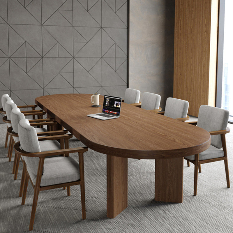 Mesa de comedor con tapa de madera de pino Mesa de comedor ovalada moderna con 4 patas