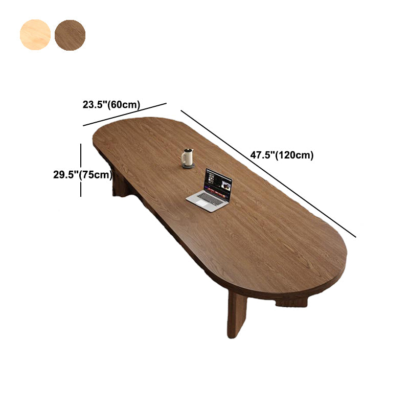Mesa de comedor con tapa de madera de pino Mesa de comedor ovalada moderna con 4 patas