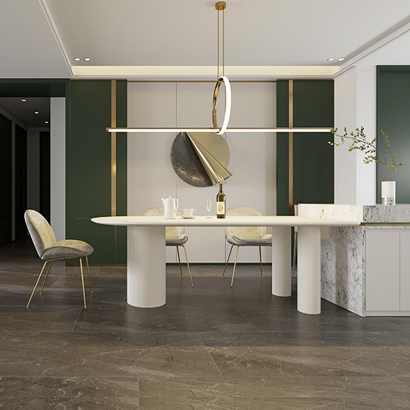 Stone Top Dining Table Traditional Luxury Dining Table with 3 Legs