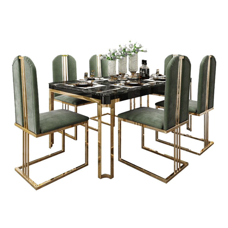 Rectangle Stone Top Dining Table Traditional Luxury Table with 4 Legs