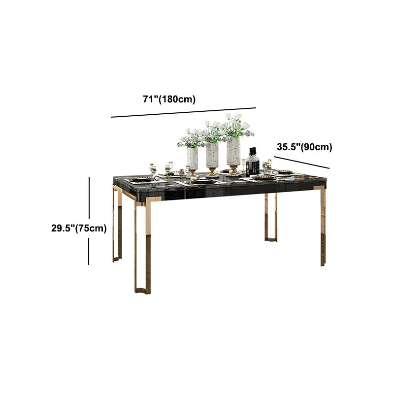 Rectangle Stone Top Dining Table Traditional Luxury Table with 4 Legs