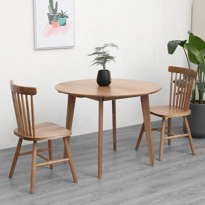 Solid Wood Top Dining Table Contemporary Round Dining Table with 4 Legs