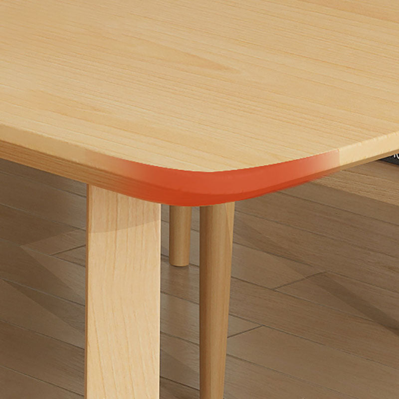 Solid Wood Top Dining Table Traditional Luxury Table with Pine Wood Sled Base