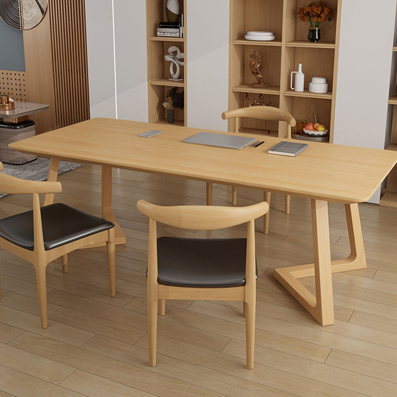 Solid Wood Top Dining Table Traditional Luxury Table with Pine Wood Sled Base