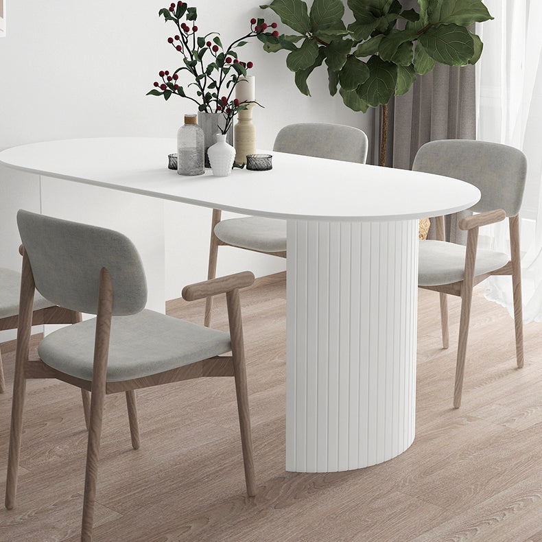 White Dining Table Modern Restaurant Furniture with Double Pedestal Base
