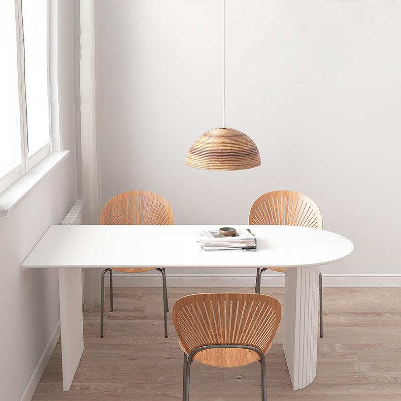 White Dining Table Modern Restaurant Furniture with Double Pedestal Base