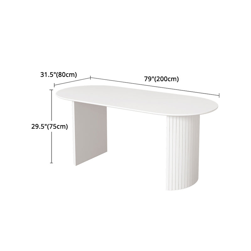 White Dining Table Modern Restaurant Furniture with Double Pedestal Base