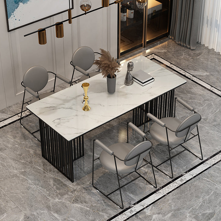 Rectangle Dining Table Traditional Luxury Dining Table with Iron Base
