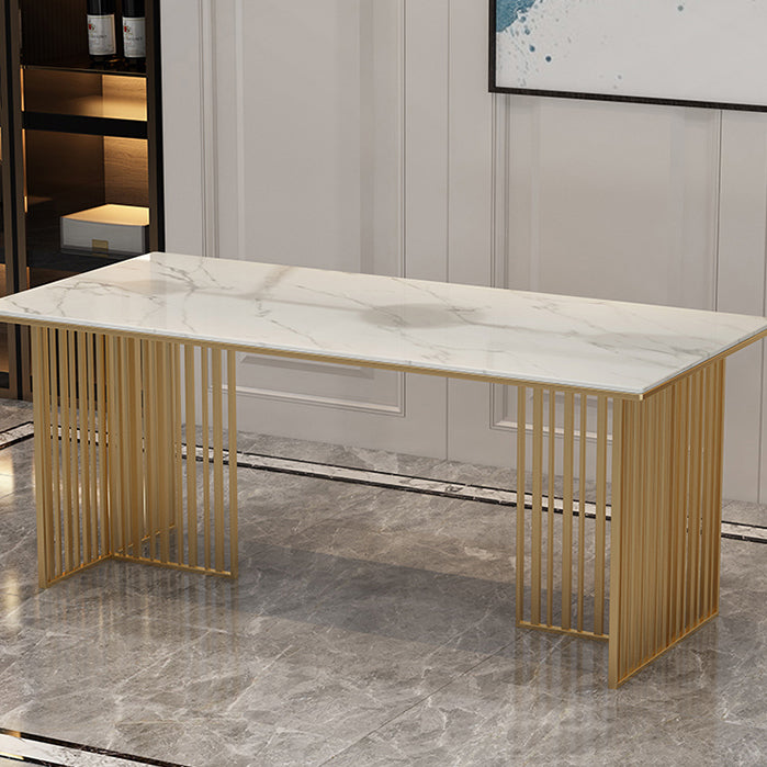 Rectangle Dining Table Traditional Luxury Dining Table with Iron Base