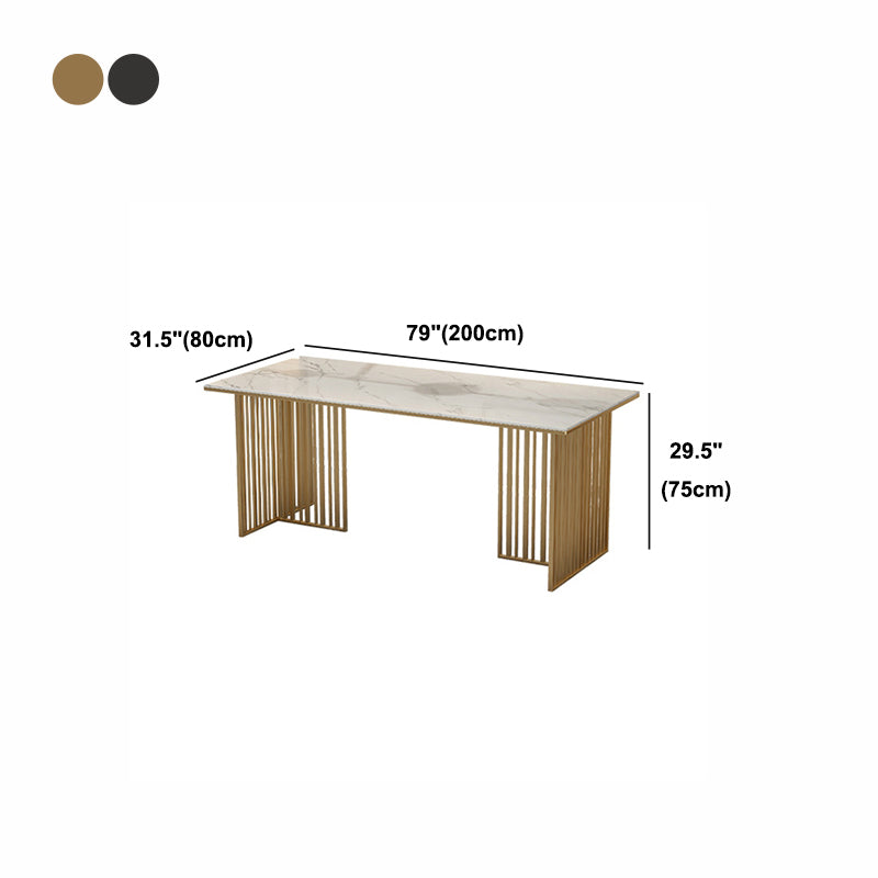 Rectangle Dining Table Traditional Luxury Dining Table with Iron Base