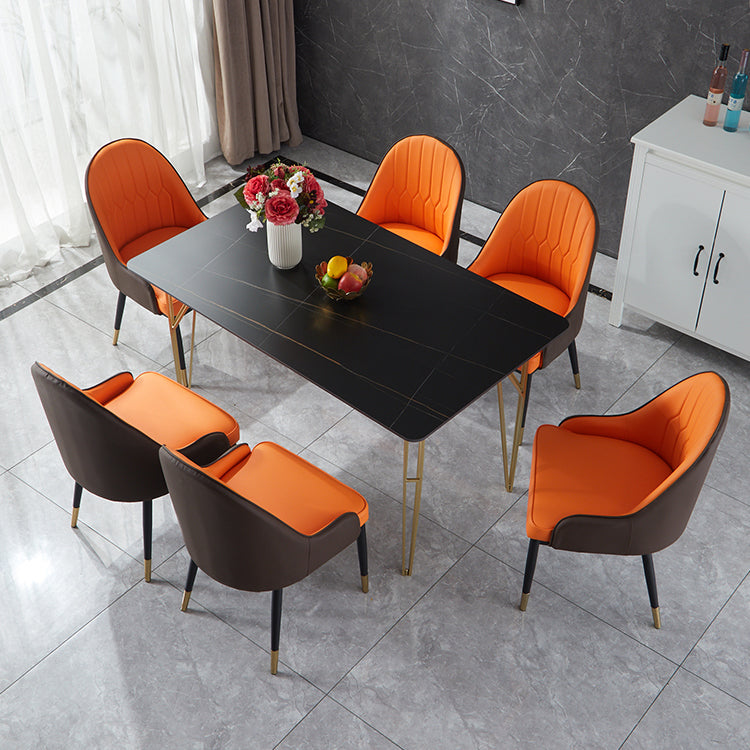 Gold Tripod Base Dining Table Stone and Metal Traditional Luxury Dining Table