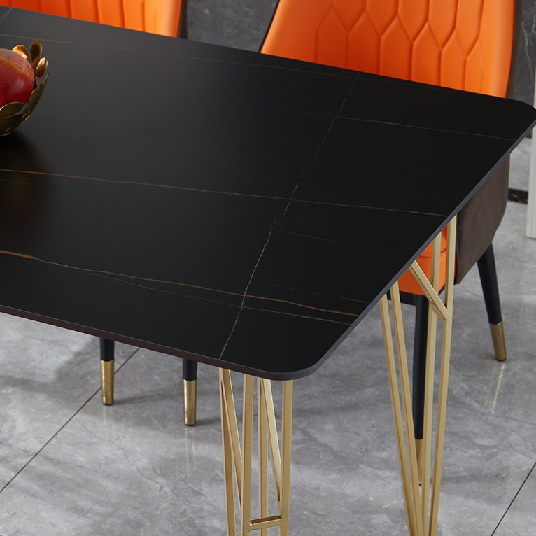 Gold Tripod Base Dining Table Stone and Metal Traditional Luxury Dining Table