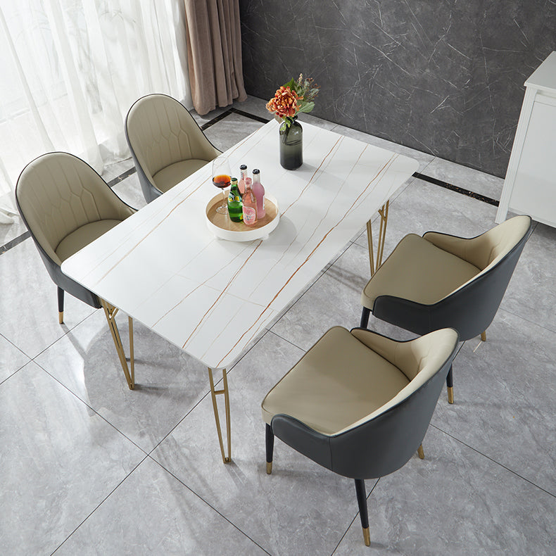 Gold Tripod Base Dining Table Stone and Metal Traditional Luxury Dining Table