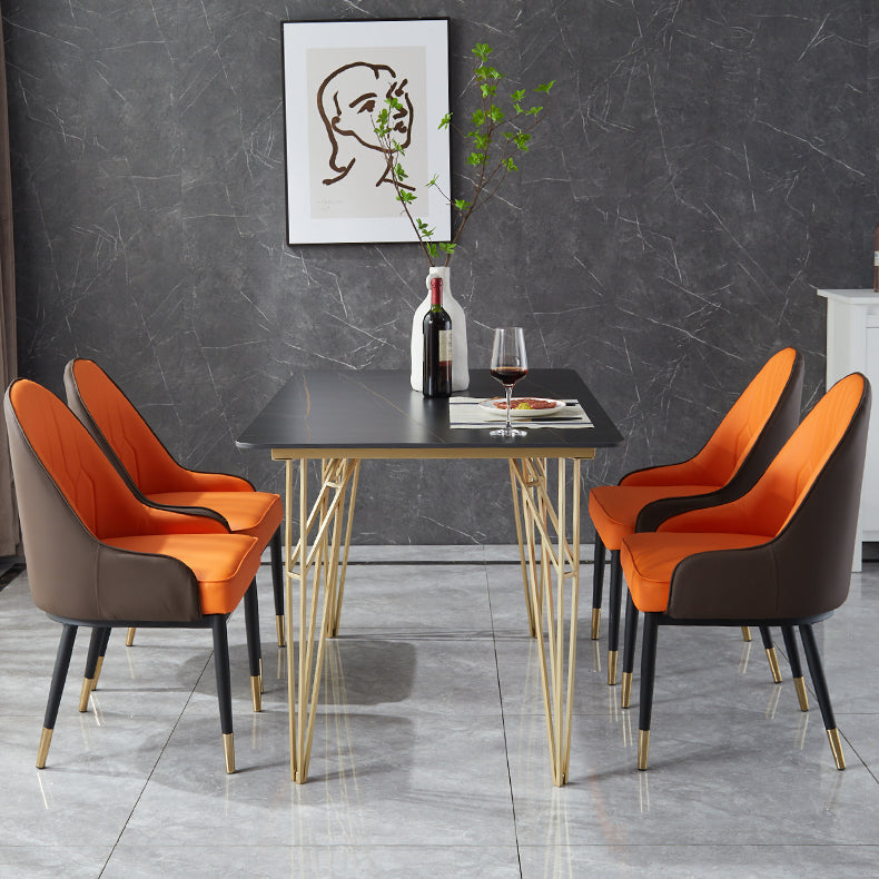 Gold Tripod Base Dining Table Stone and Metal Traditional Luxury Dining Table
