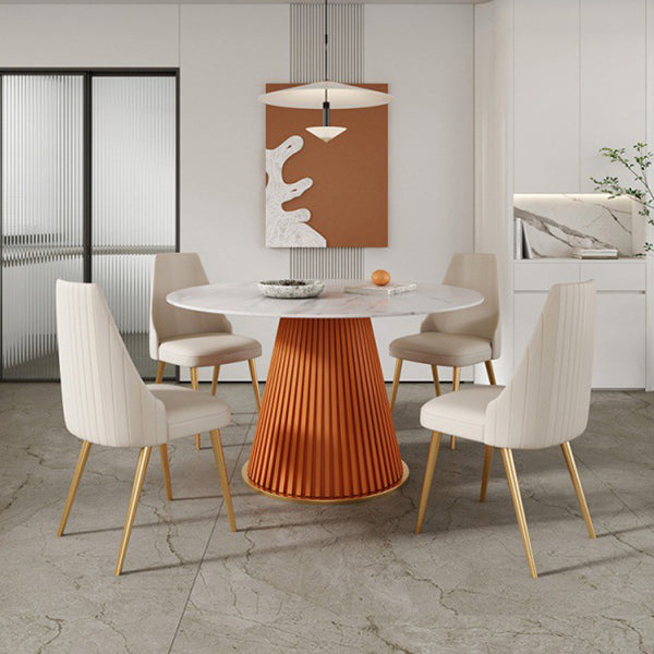 Sintered Stone Dining Table Round Dining Table with Metal Base